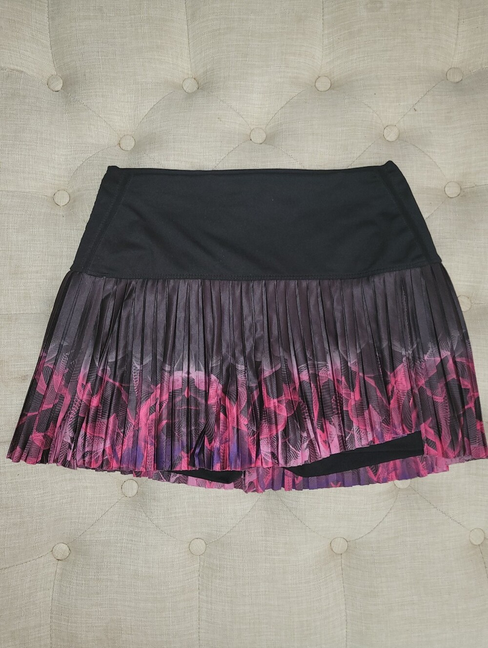Lucky In Love Tennis Skirt Bms Hi-Chop Pleated Skort - Black Pink Sz Medium
